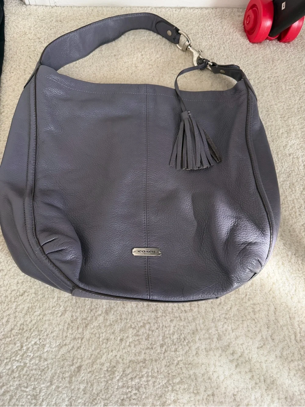 Coach Vintage Avery Park Purple Pebbled Leather Hobo Shoulder Bag Handbag F23309